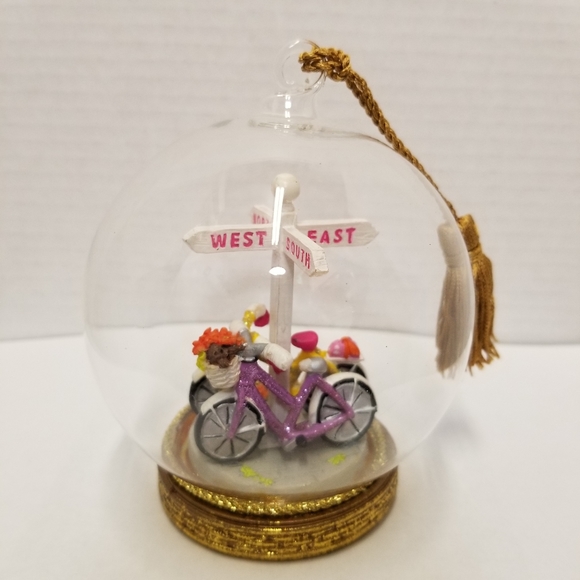 Flavia Milano Friendship Bike Glass Hand Painted Ornament Globe - Picture 5 of 9